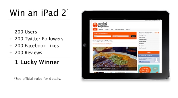 Win an iPad 2 in the WacoFork.com 4x200 Sweepstakes